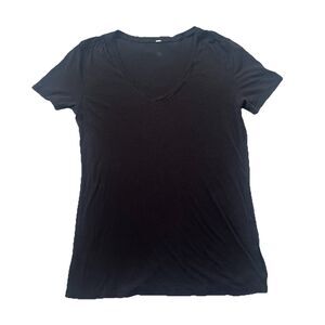Lululemon Shirt Women 4/6 ? Black Short Sleeve V-neck Side Vent Slit Lightweight